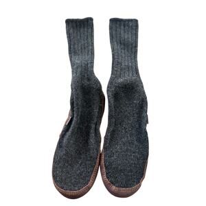 Acorn Gray Wool Leather Unisex Ankle Sock Slippers Women 8-9 Men 6-7